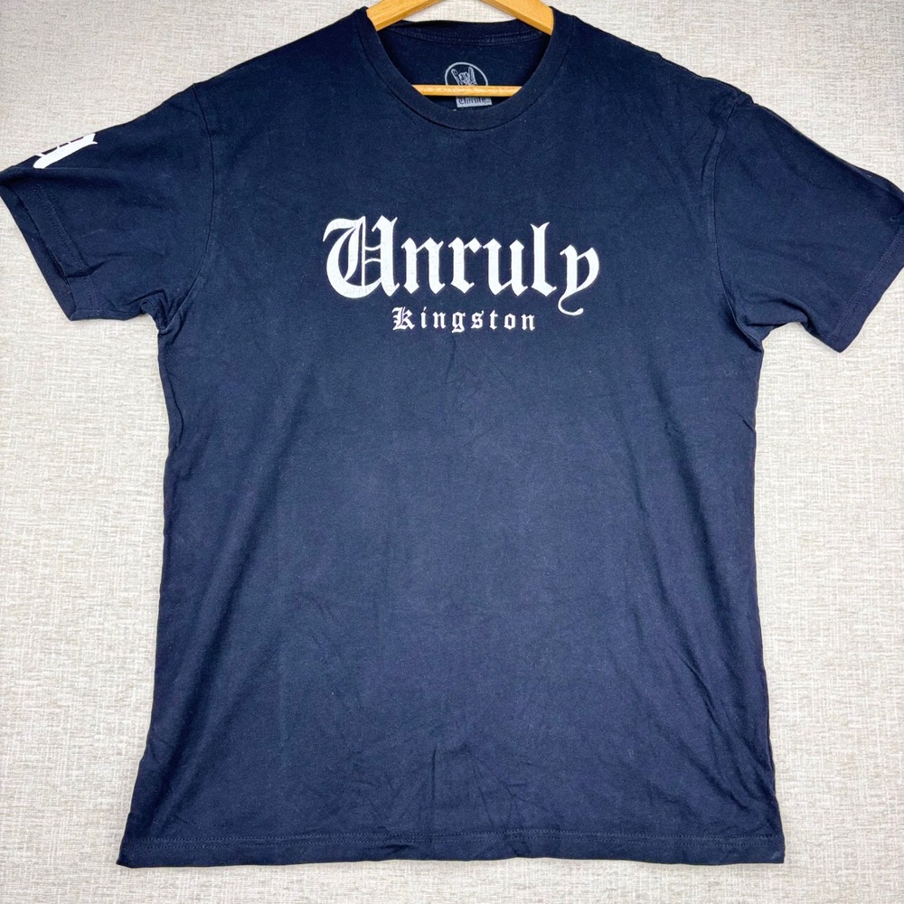 Unruly Kingston T-Shirt Mens Large Black Popcaan Graphic Tee Jamaica Tee